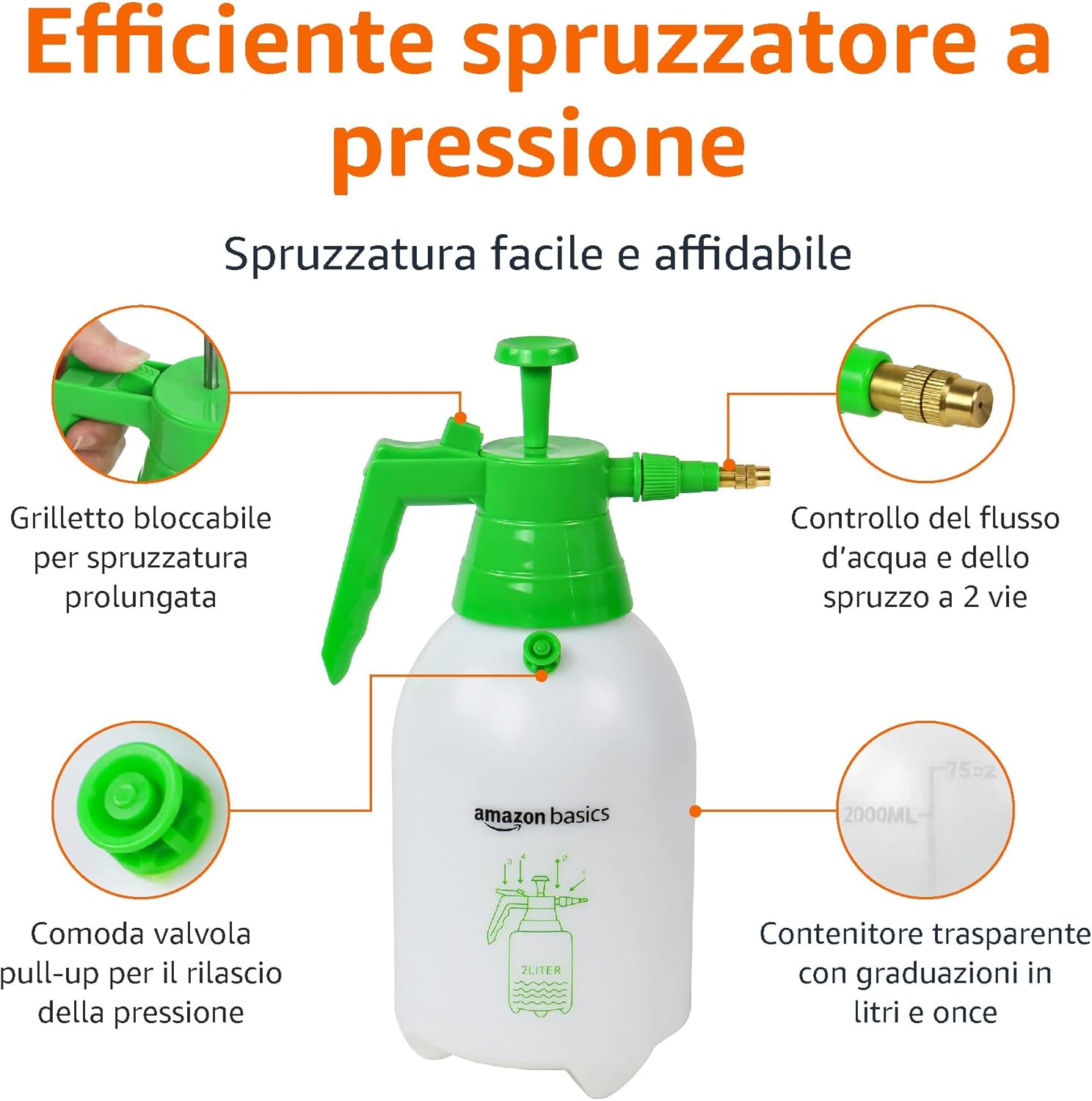 Detalle 2 de Amazon Basics Irroratore a pressione 2 L 🌱