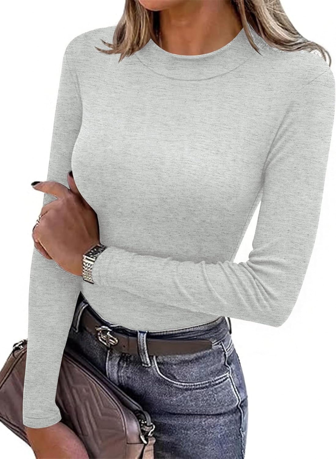 Thumbnail 6 de Totatuit Maglietta Donna Maniche Lunghe a Collo Alto: Maglia Slim Fit in Viscosa Elastan