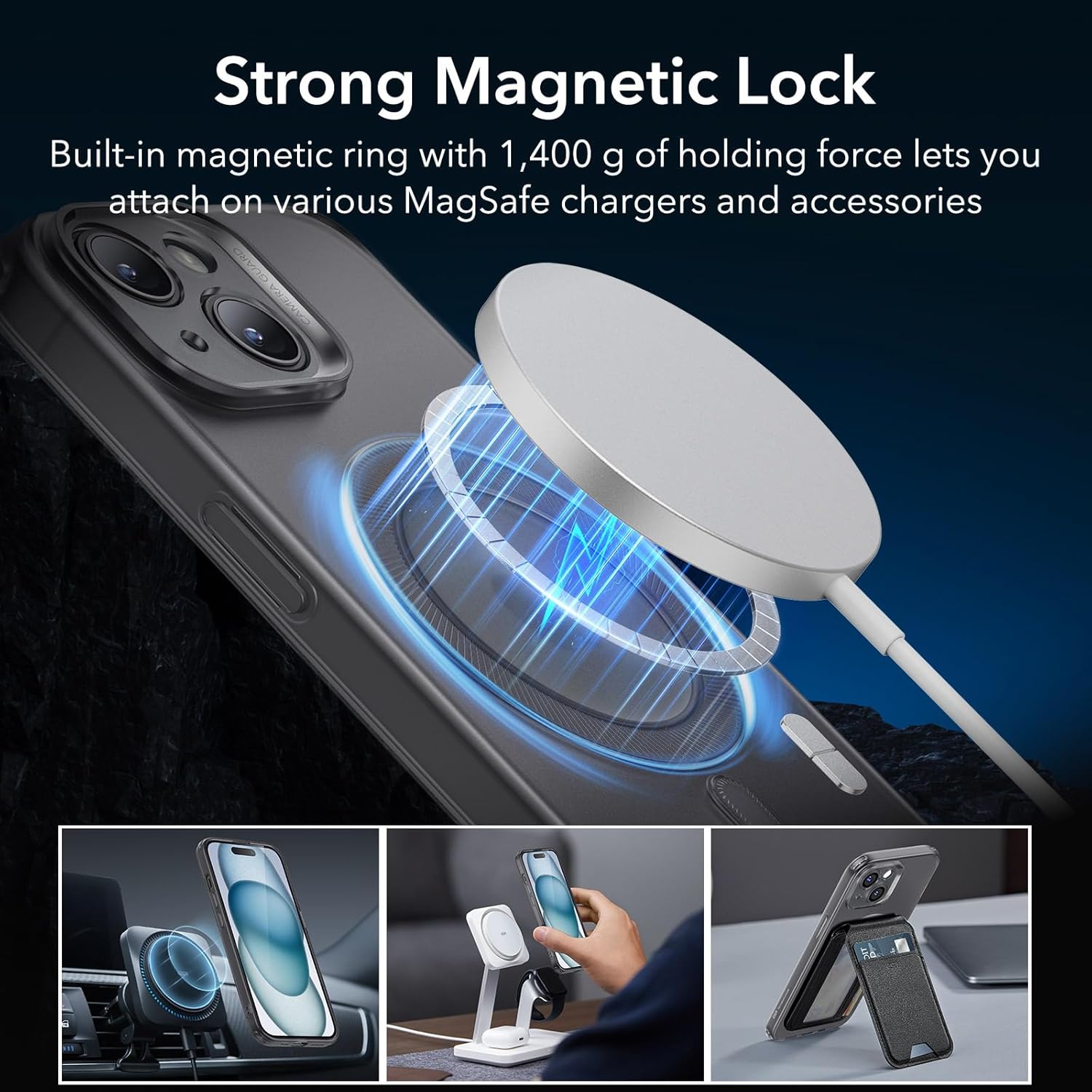 Thumbnail 4 de ESR Coque pour iPhone 15 avec MagSafe — Série Zero, Noir
