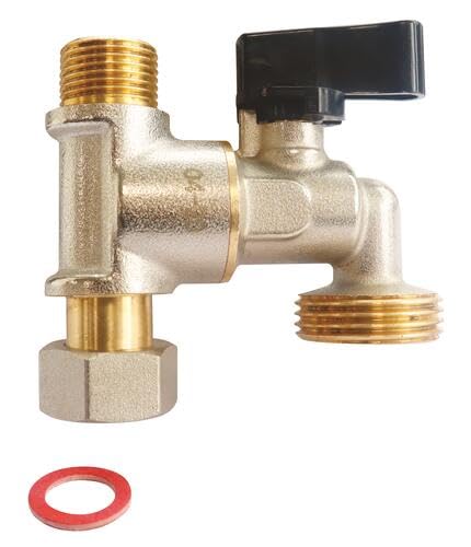 Detalle 2 de SOMATHERM FOR YOU – Robinet à Bec Équerre 3/8" pour Machine à Laver, 1/4 Tour, Piquage M3/4" – Gris/Argent