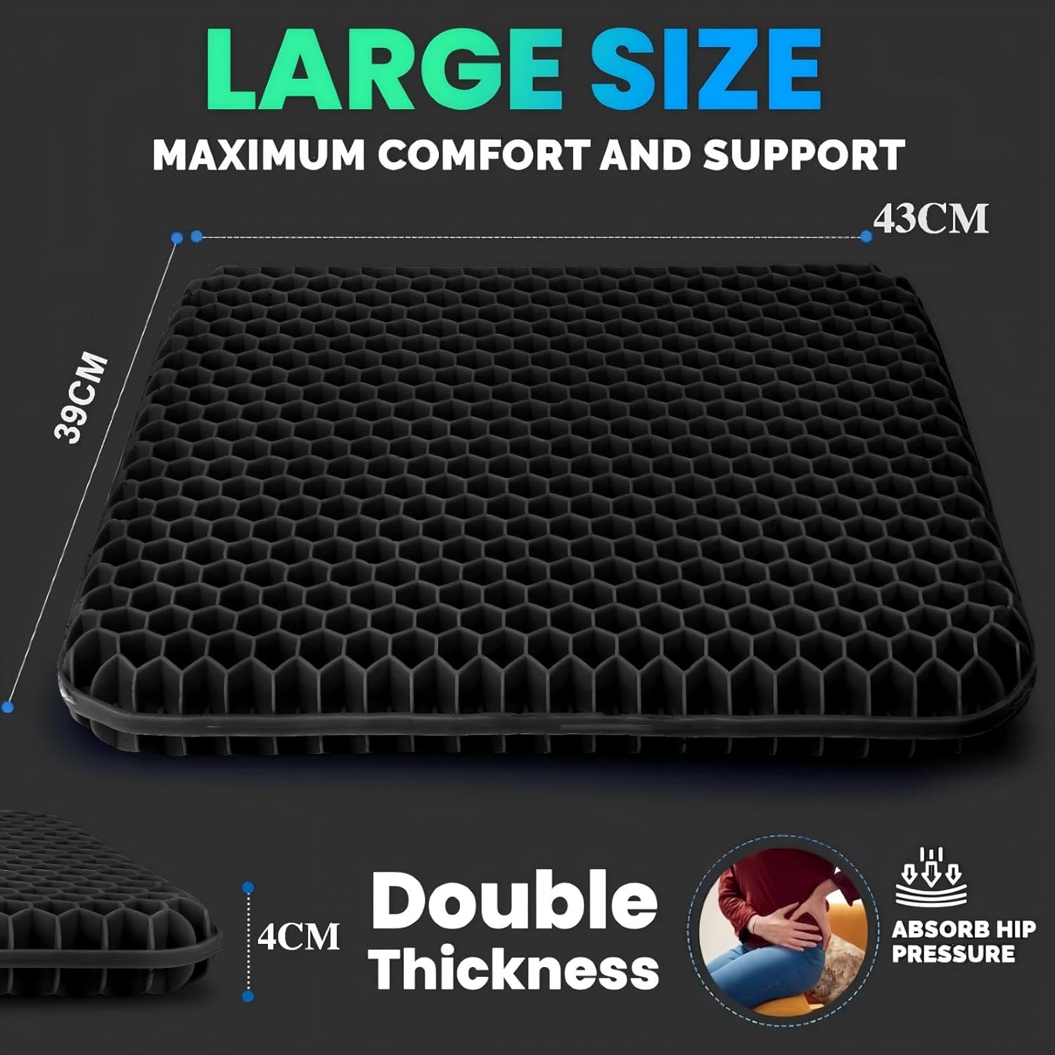 Thumbnail 3 de HSSGGV Gelsitzkissen 43×39×4 cm