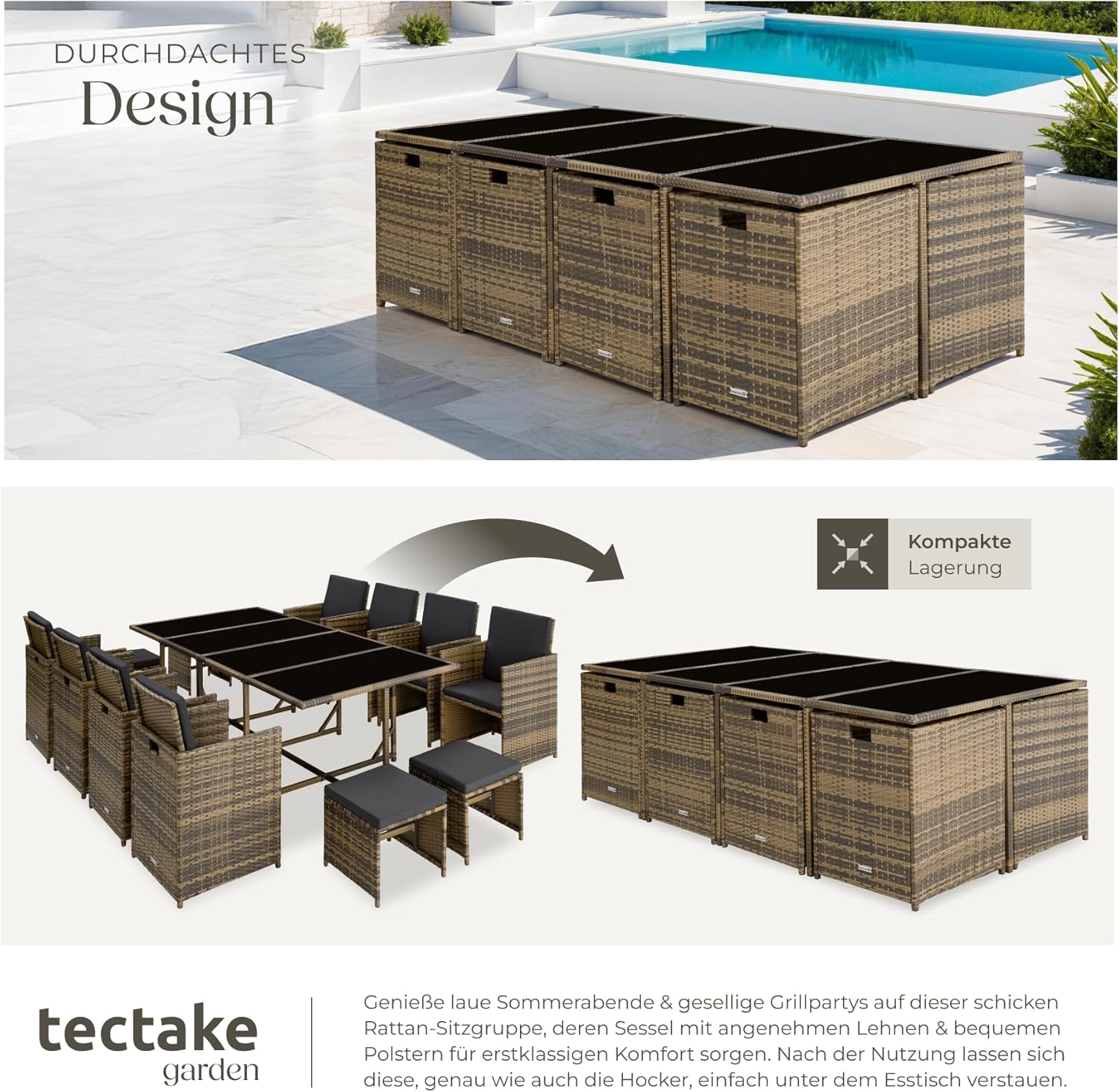 Thumbnail 3 de tectake Gartenlounge Set mit 13 Sitzplätzen
