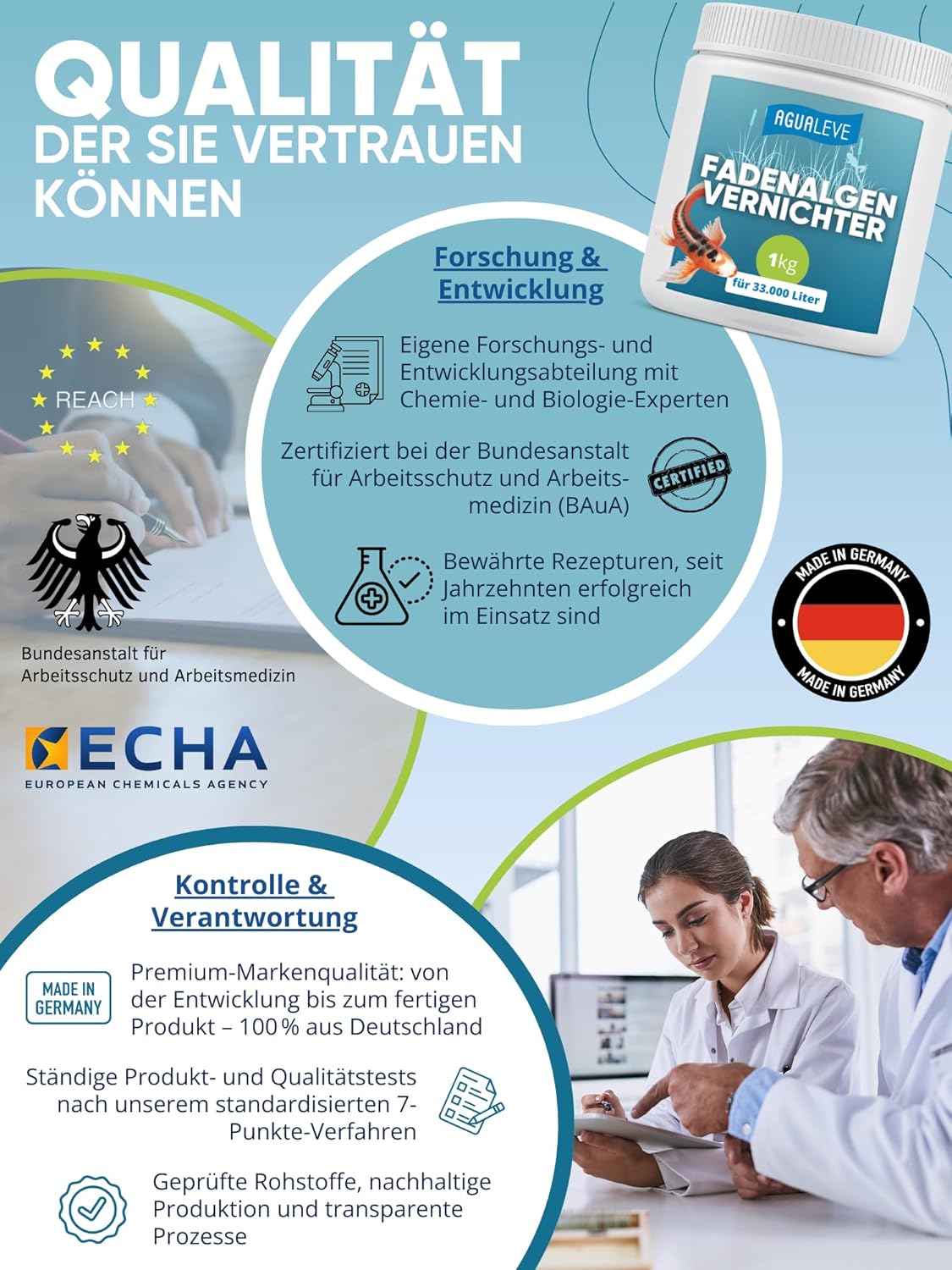 Thumbnail 5 de AGUALEVE® Fadenalgenvernichter 1 kg mit Aktivsauerstoff-2.0-Formel für bis zu 33.000 l Teichwasser