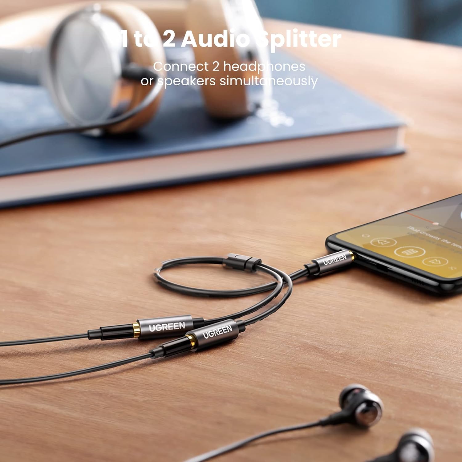 Thumbnail 1 de UGREEN 3,5mm-audiosplitter voor twee hoofdtelefoons, 20 cm, grijs