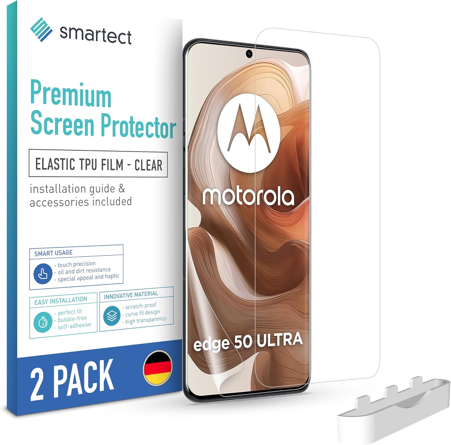 Detalle de SmarTect TPU Screen Protector for Motorola Edge 50 Ultra, 2-Pack, Clear