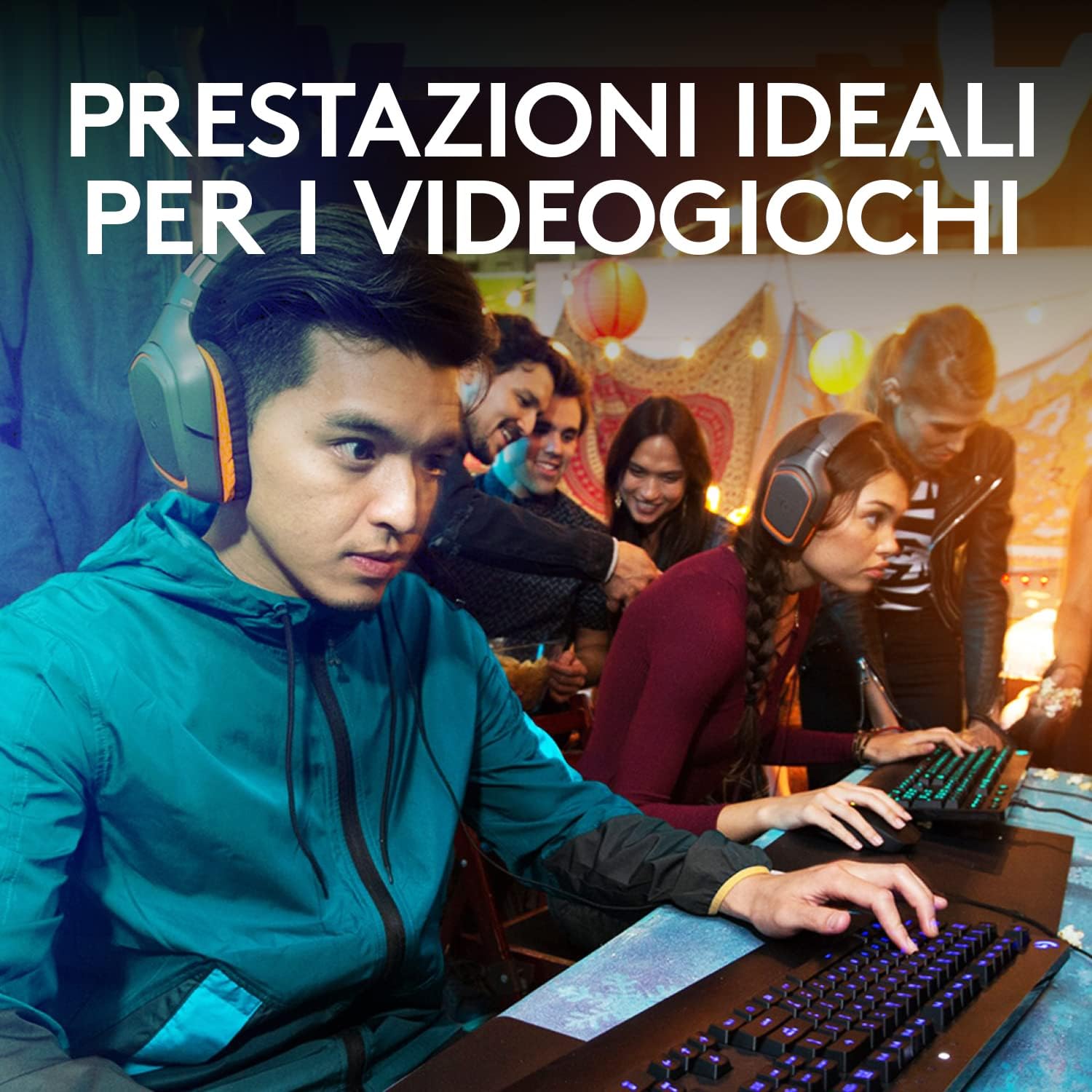 Detalle 2 de Logitech G G213 Prodigy tastiera da gioco QWERTY US INT’L-Nero con RGB Lightsync e tasti multimediali dedicati