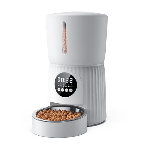 Detalle de Faroro Distributore Automatico Cibo per Gatti e Cani 4L con Ciotola in Acciaio Inox, Funzione Timer e Slow Feed