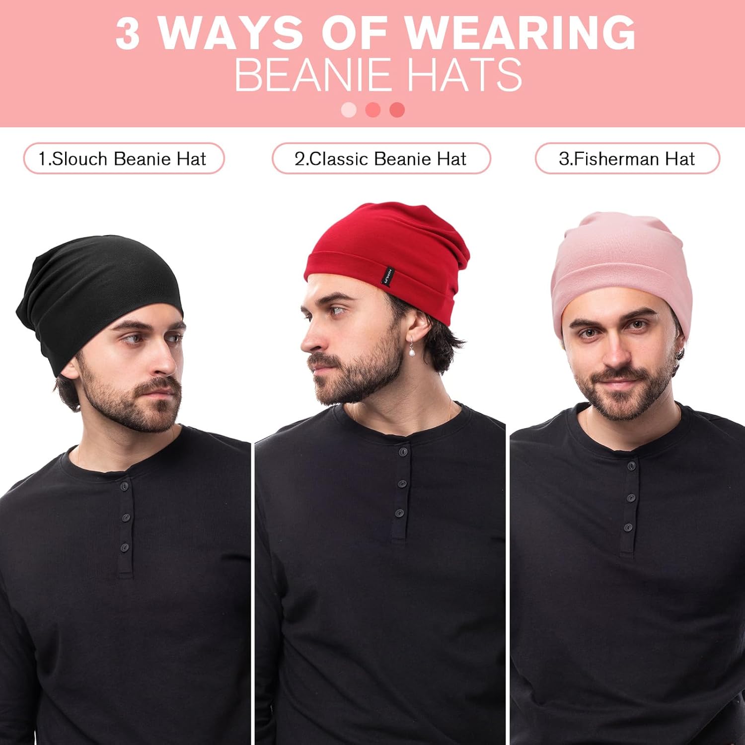 Thumbnail 6 de HAMUNI Slouchy Beanie Mütze 92% Baumwolle
