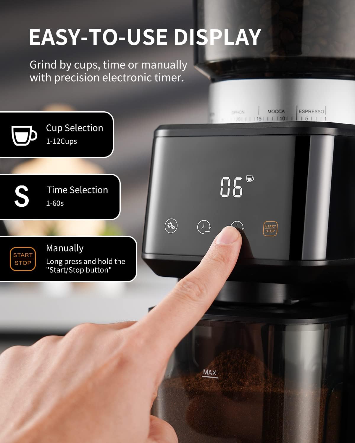 Thumbnail 2 de SHARDOR Conical Burr Coffee Grinder: Precision, versatility and a practical pour for espresso and beyond