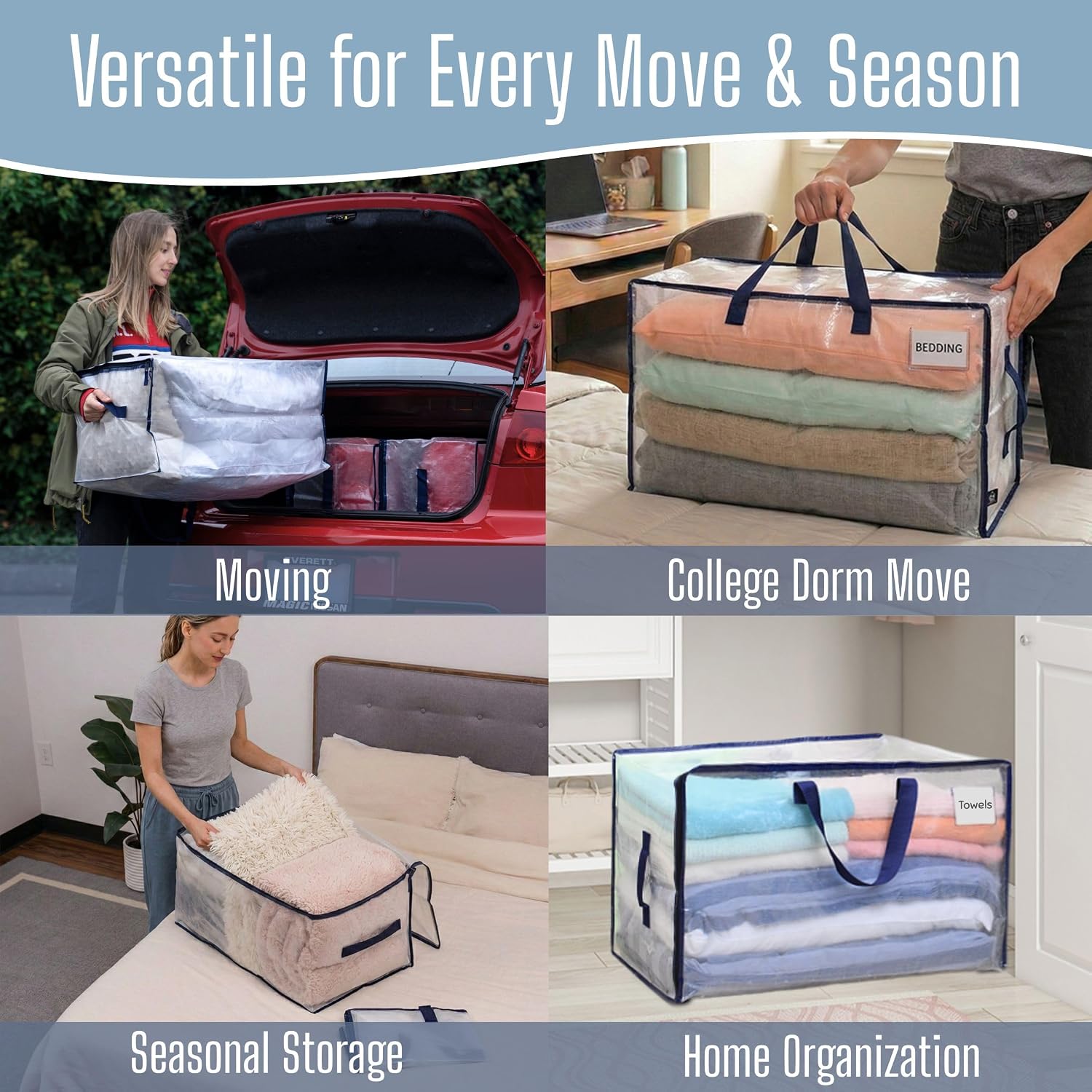 Thumbnail 5 de VENO 10 Pack Moving Bags and Large Christmas Decoration Storage Bins with lids