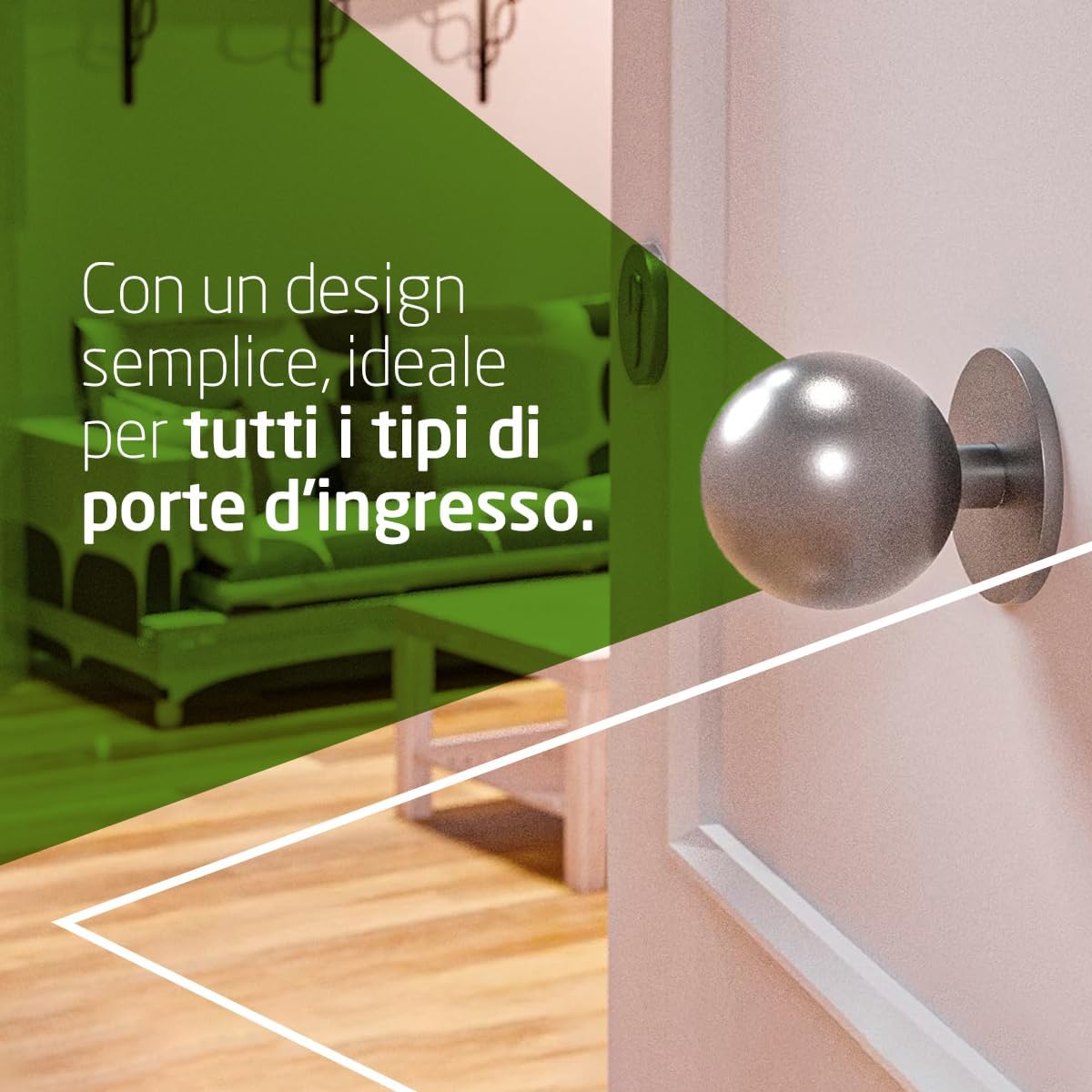 Detalle de Amig Pomello per porta in acciaio inox Ø70 mm – finitura argento, resistente a abrasione, ruggine e corrosione