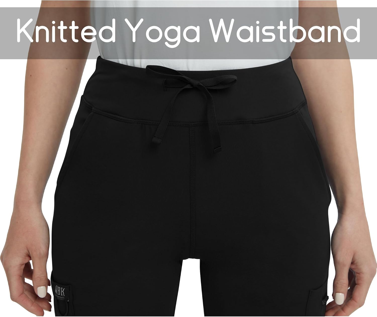 Thumbnail 3 de QBK High Rise Yoga Scrub Pants for Women with Cargo Pockets (Straight Wide Leg)