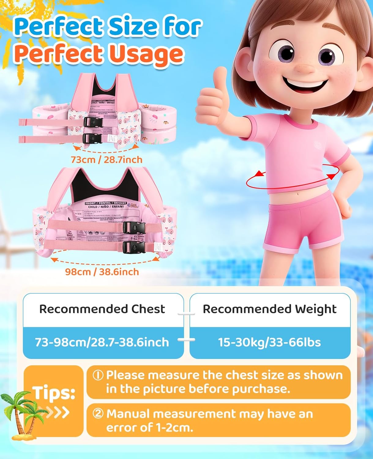 Thumbnail 6 de HeySplash Kids Swim Vest: Safe, Flexible Puddle Jumper for 33–66 lb Swimmers