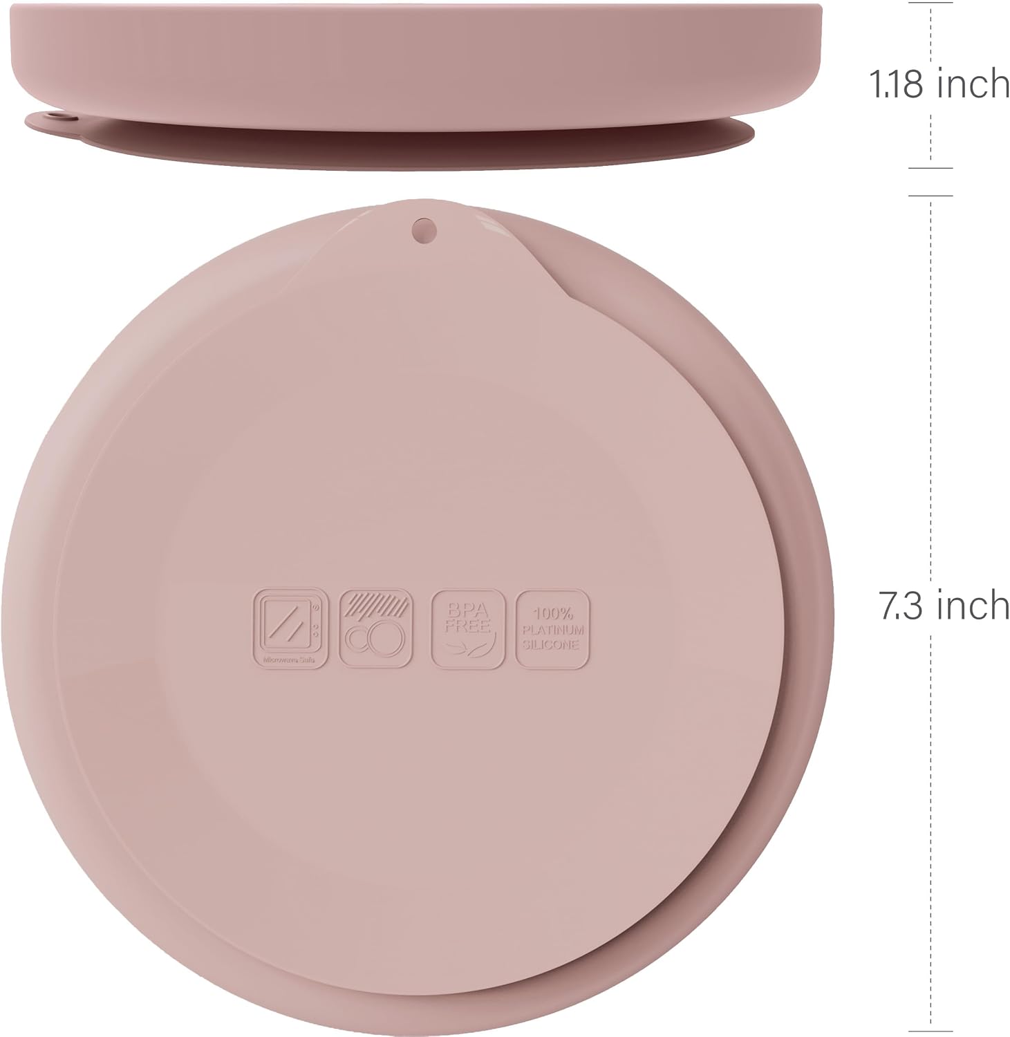 Thumbnail 1 de Moonkie Suction Plates for Babies & Toddlers (BPA-Free) with Lid, Silicone Divided Weaning Plate – 2 Pack (Pale Mauve/Blush)