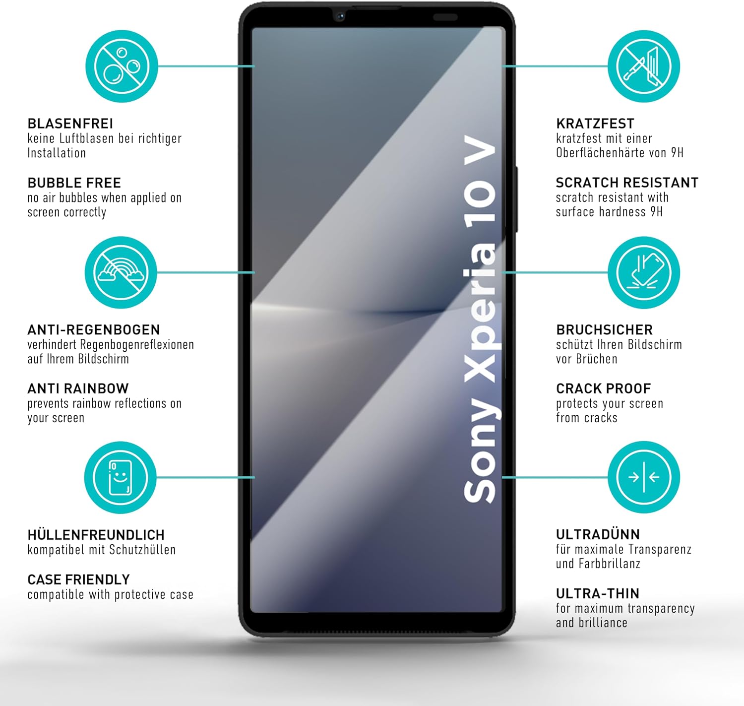 Thumbnail 5 de SmarTect Tempered Glass Screen Protector for Sony Xperia 10 V, 9H, 2-Pack