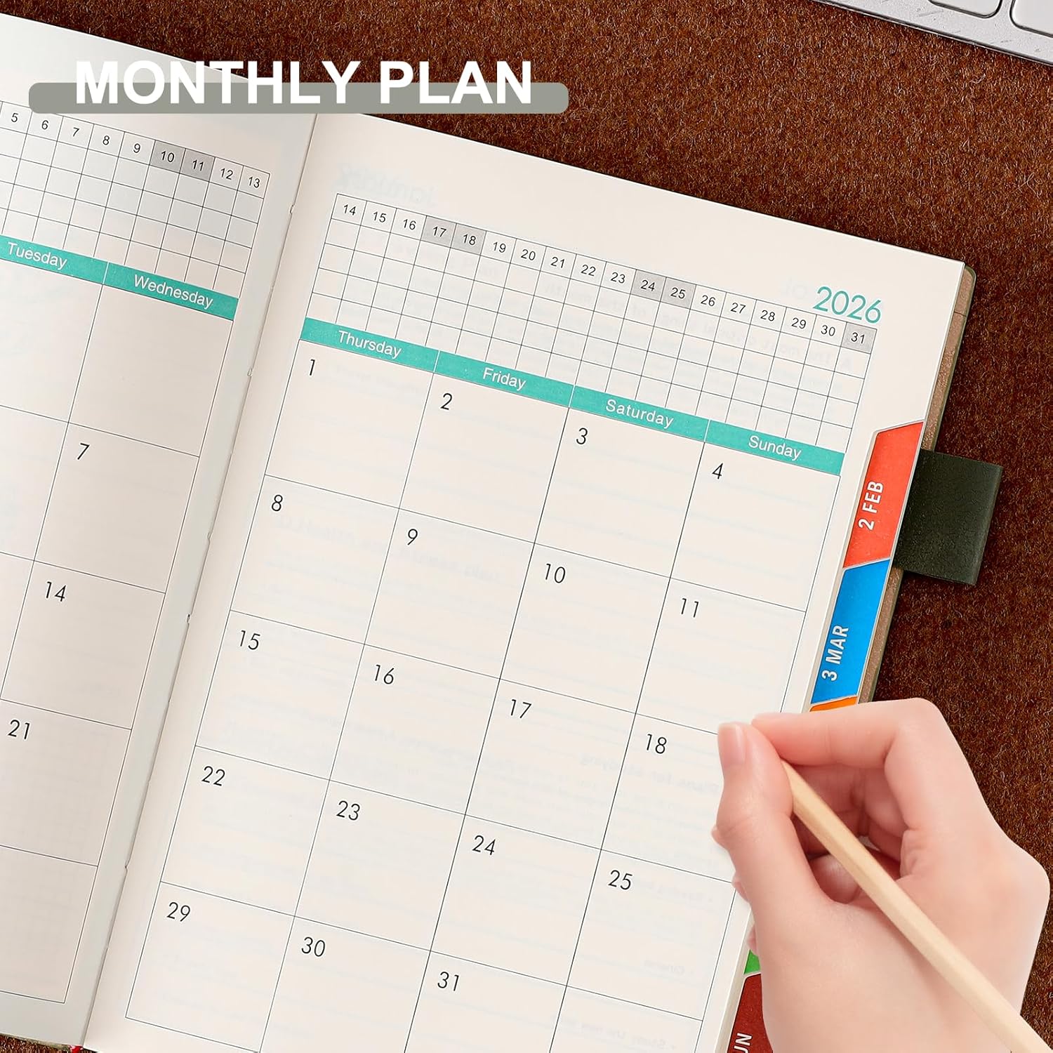 Thumbnail 4 de Donfulfip 2026 Diary A5 Page a Day: A daily planner with colour monthly tabs and a hardback cover