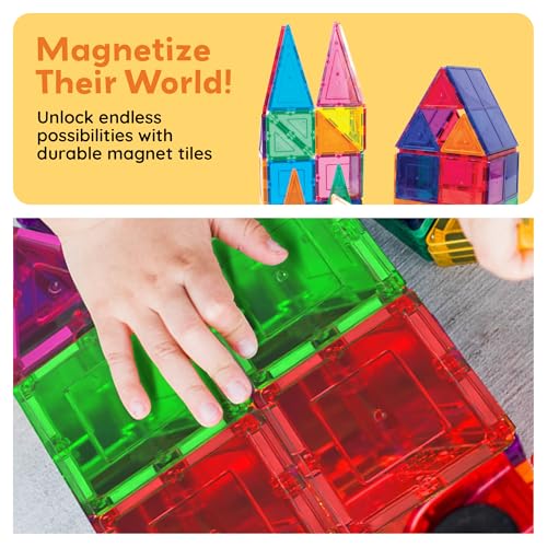 Thumbnail 6 de PicassoTiles 100 Piece Magnetic Tiles: Clear 3D Building Blocks for Kids 3+