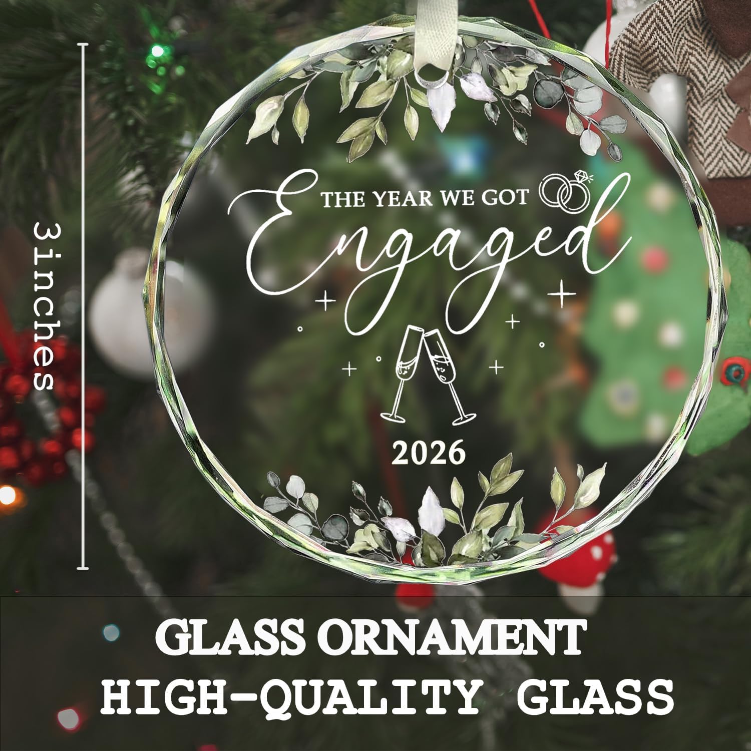 Detalle de Wedding Glass Ornament 2026