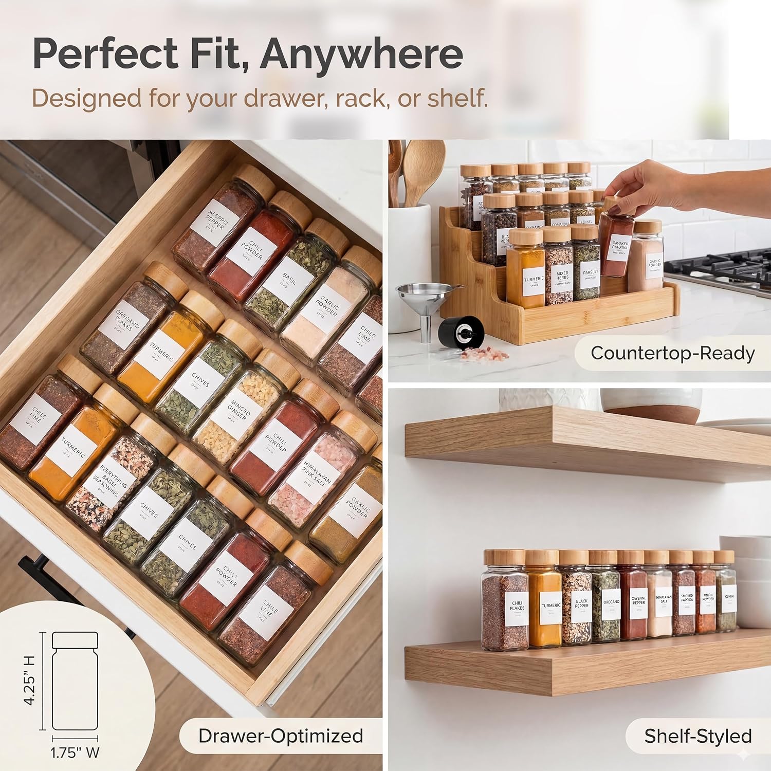 Detalle 2 de SAVVY & SORTED Glass Spice Jars 4 oz