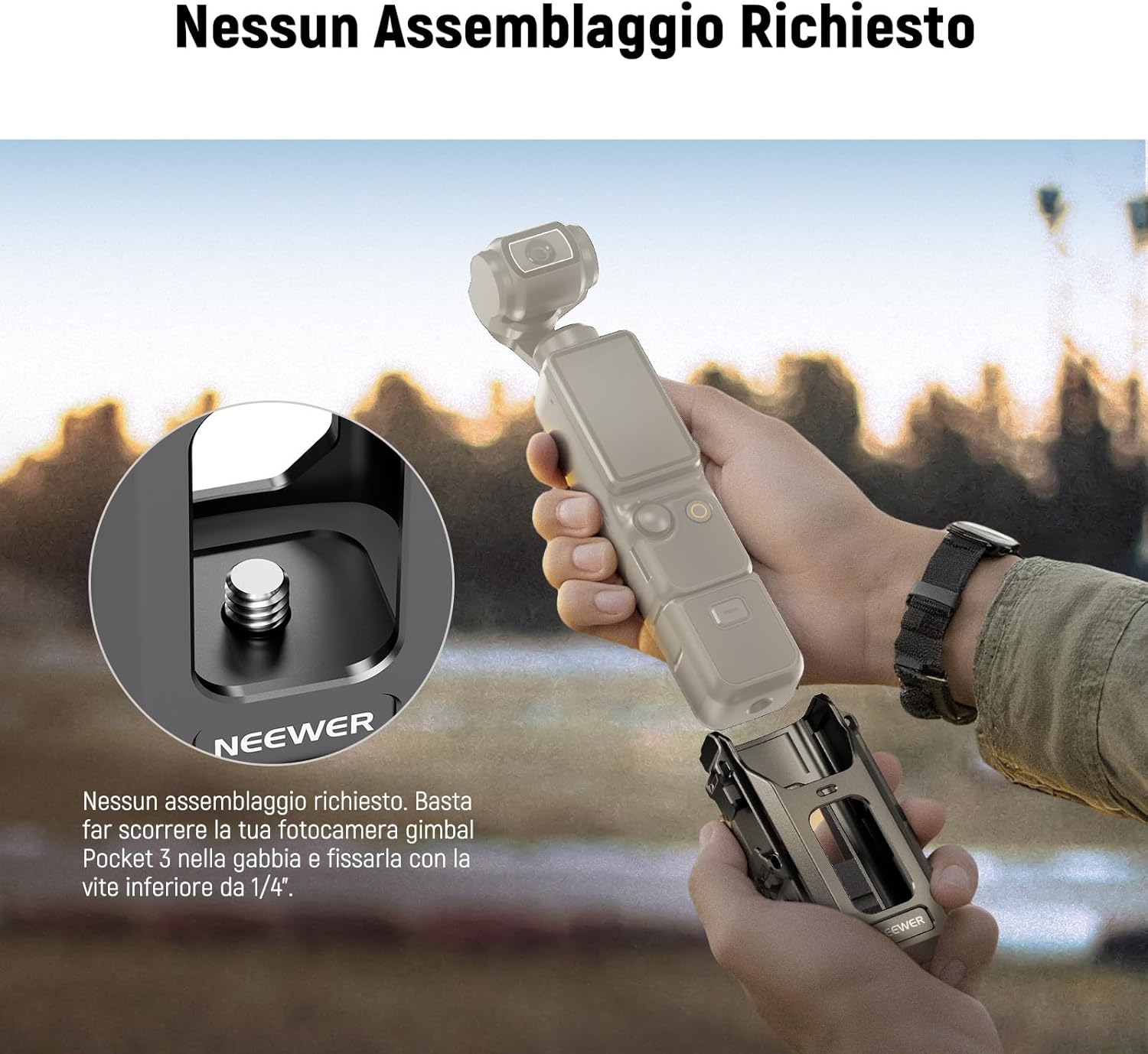 Thumbnail 5 de NEEWER Pocket 3 Cage AC029: gabbia protettiva in alluminio per DJI Osmo Pocket 3 con montaggio magnetico