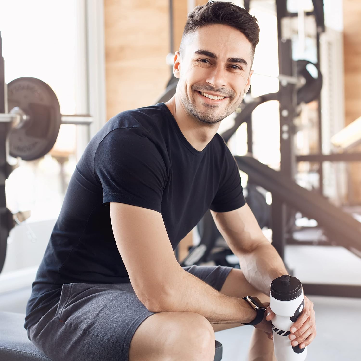 Detalle de MLYENX Men's Workout Shirts, Moisture-Wicking 4-Way Stretch Quick-Dry Tees