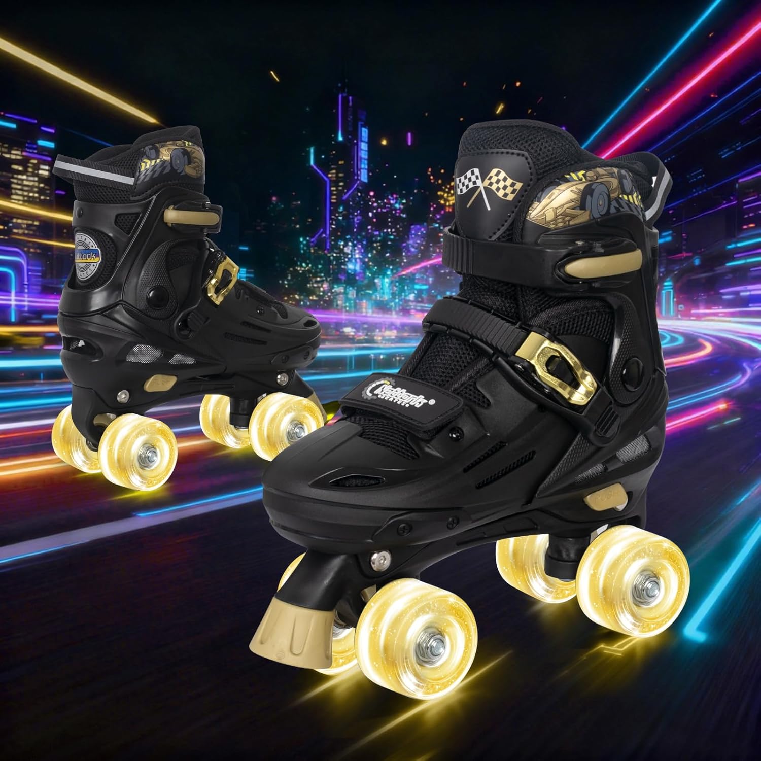 Thumbnail 5 de Nattork Adjustable Roller Skates for Kids (Ages 4–16) – Racing Car Design, ABEC-7 Bearings & Triple Lock Safety