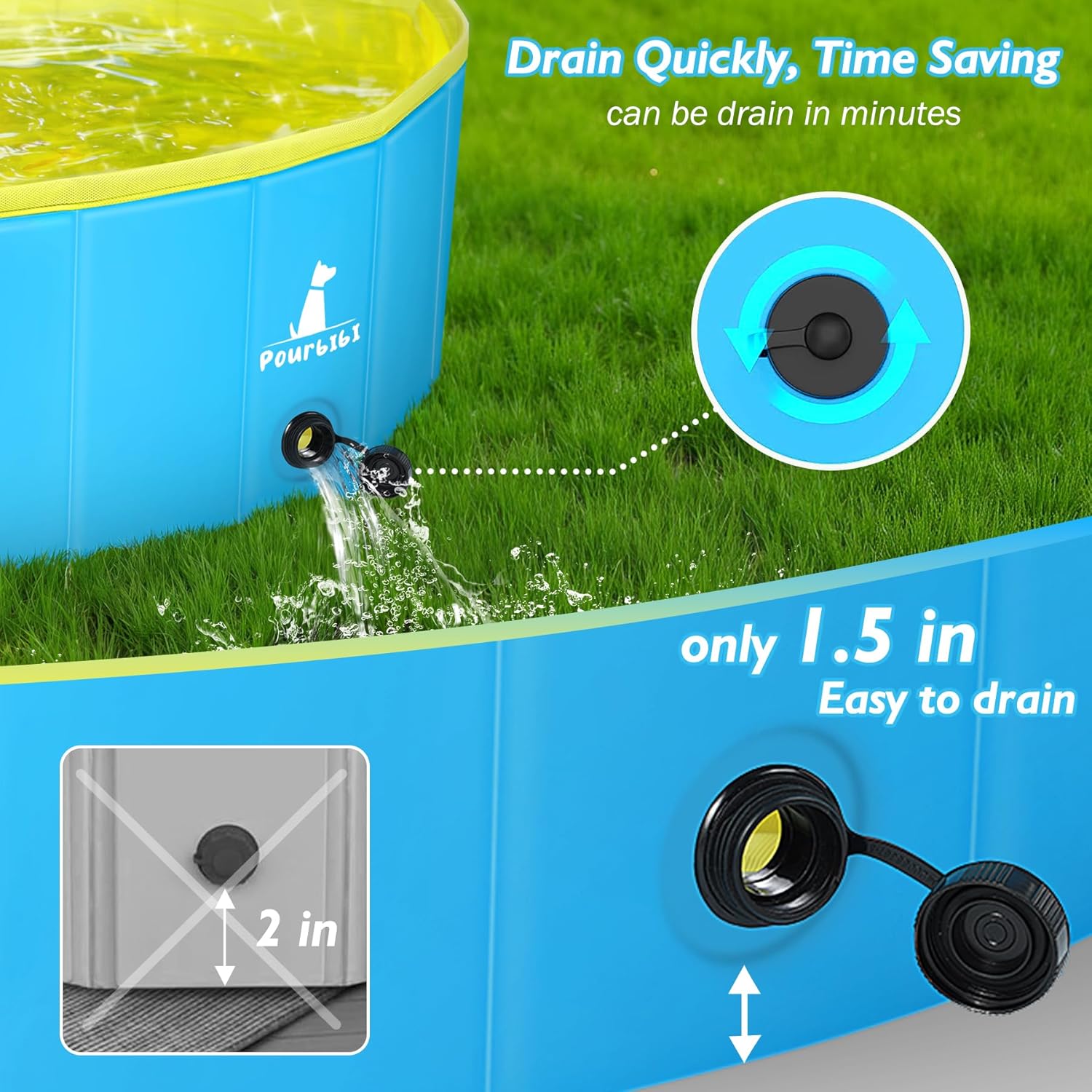 Detalle de Pourbibi Foldable Dog Pool for Small Dogs – 80x20cm