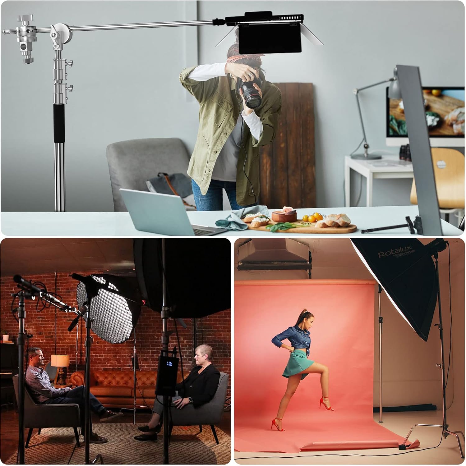 Thumbnail 5 de Altson Pro 100% Stainless Steel Heavy Duty C Stand with Boom Arm