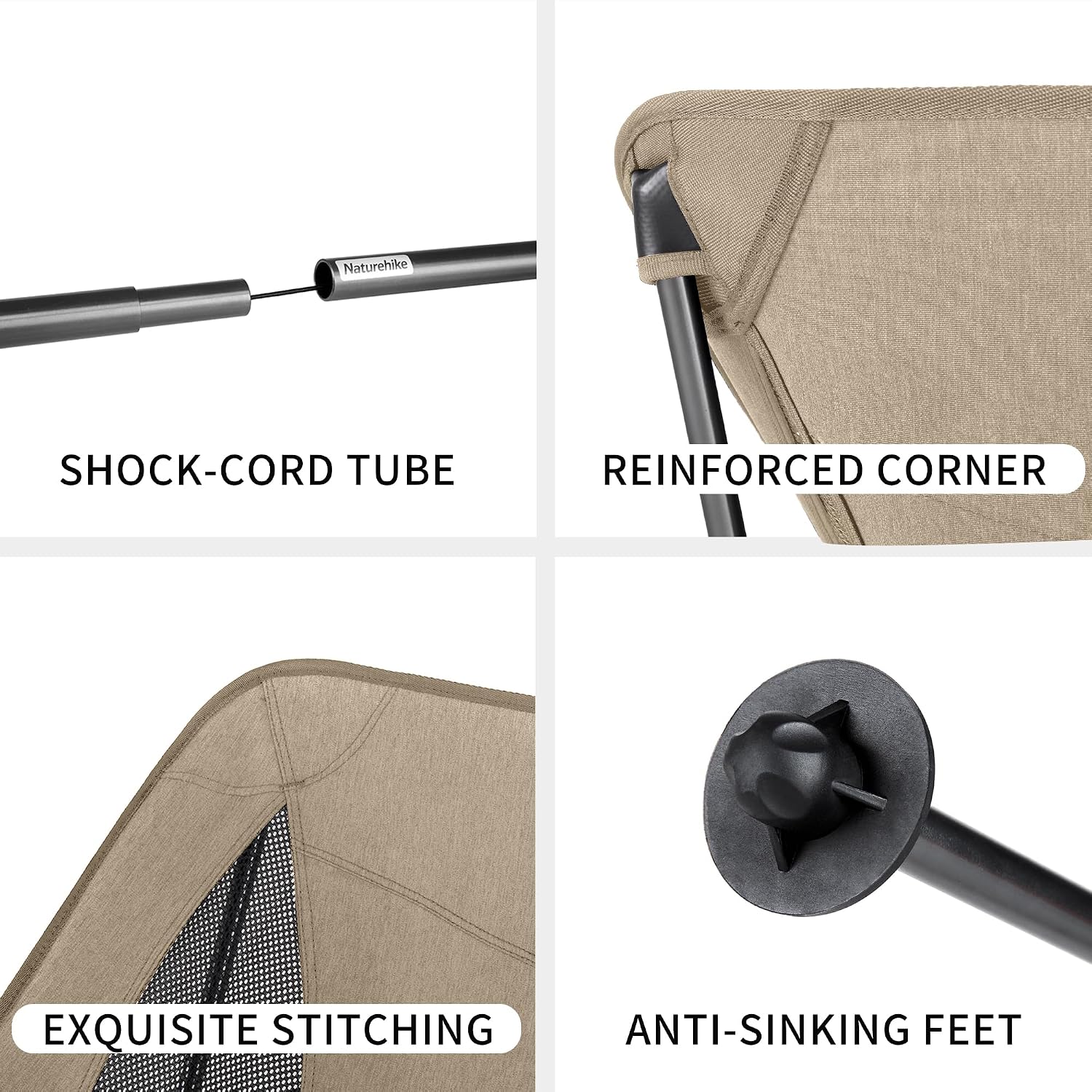 Detalle 2 de Naturehike YL06 campingstol – hopfällbar med hög rygg och aluminiumram