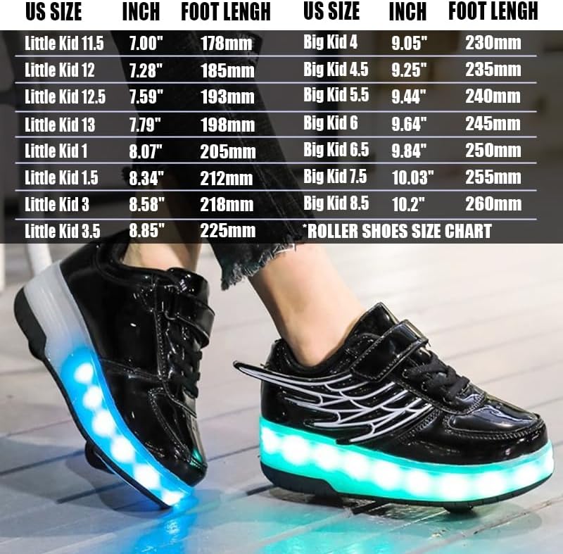 Detalle de Hoverkickes LED Roller Skate Shoes for Kids with Rechargeable Lights and Detachable Wheels