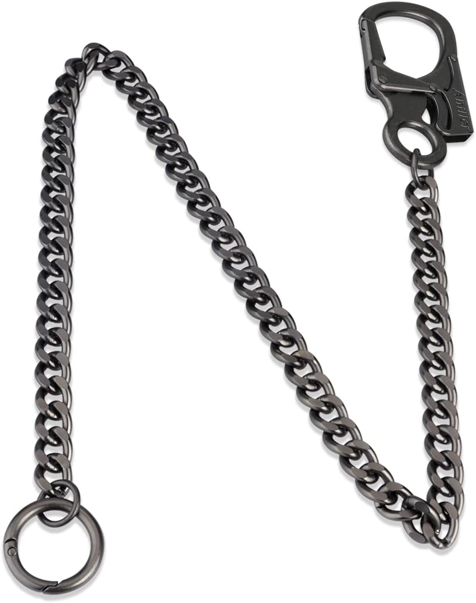 Detalle de Ahiller Chaîne de Portefeuille pour Homme – mousqueton renforcé et chaîne en acier inoxydable, Gris acier QK-1P