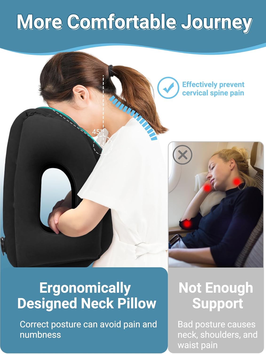 Detalle 2 de Maliton Inflatable Travel Pillow 13x13x20 in