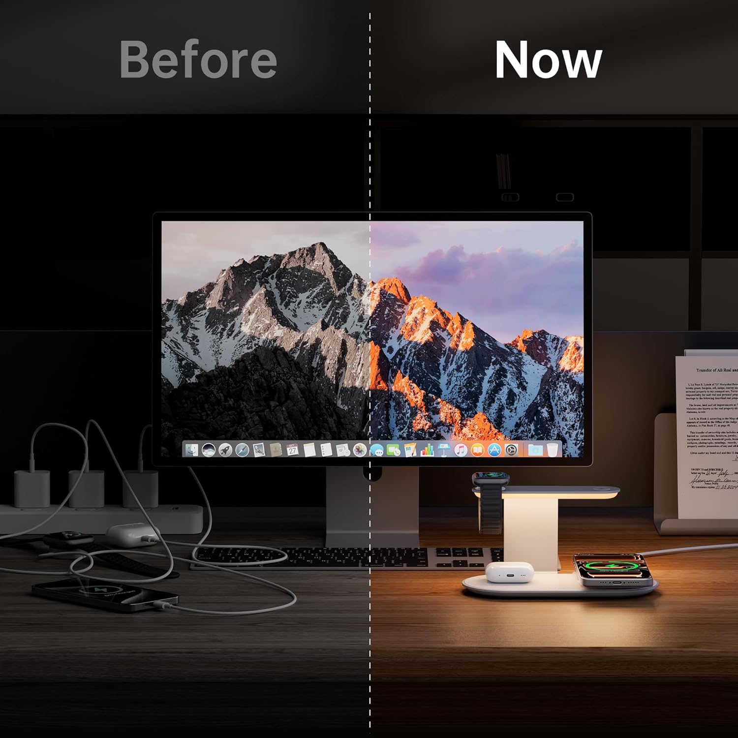 Thumbnail 4 de GUSGU 3-in-1 MagSafe wireless charging station with three-level night light (15W max)