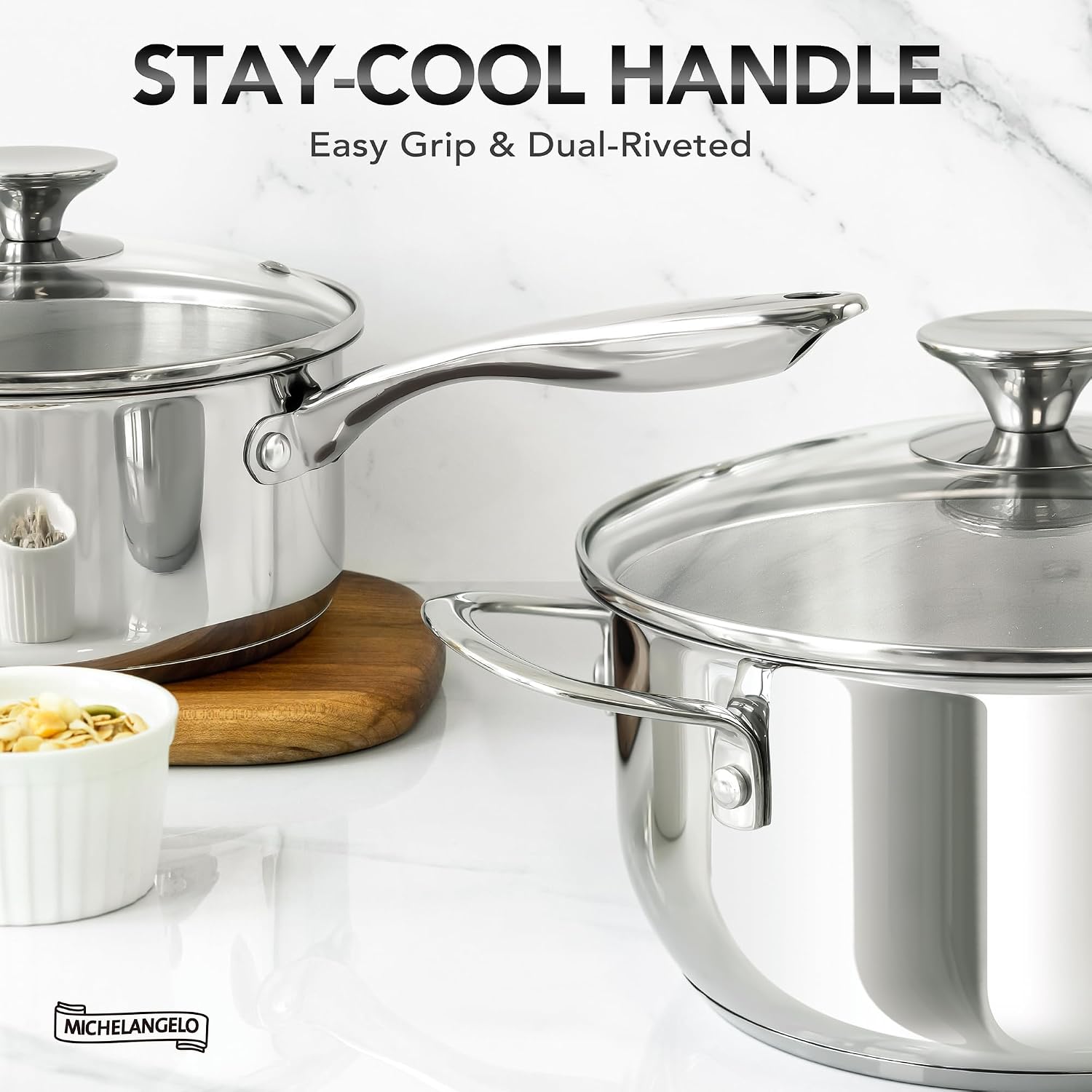 Detalle 2 de MICHELANGELO Stainless Steel Pot Set 3pcs