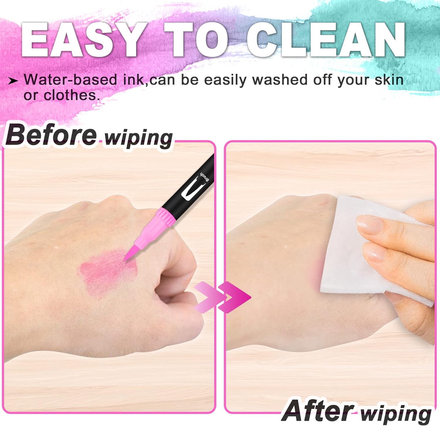 Thumbnail 3 de Wonsar Dual Brush Pen Set (24 Farben) mit Fineliner & Pinselspitze – für Bullet Journal, Handlettering & Aquarell-Effekte