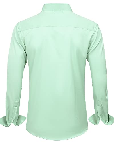 Detalle de J.VER Herren Hemd Unifarben Stretch Langarm – Mint, Regular Fit (Größe L)