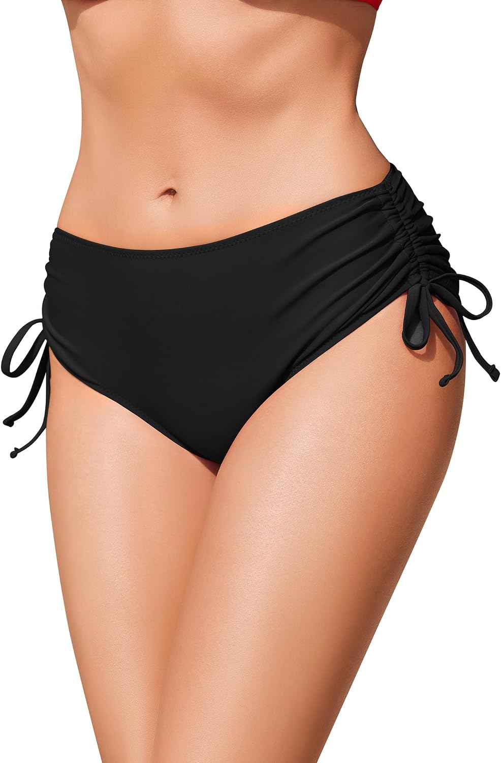 Detalle de Ekouaer bikini da donna con coulisse laterali, vita media regolabile (S–XXL)