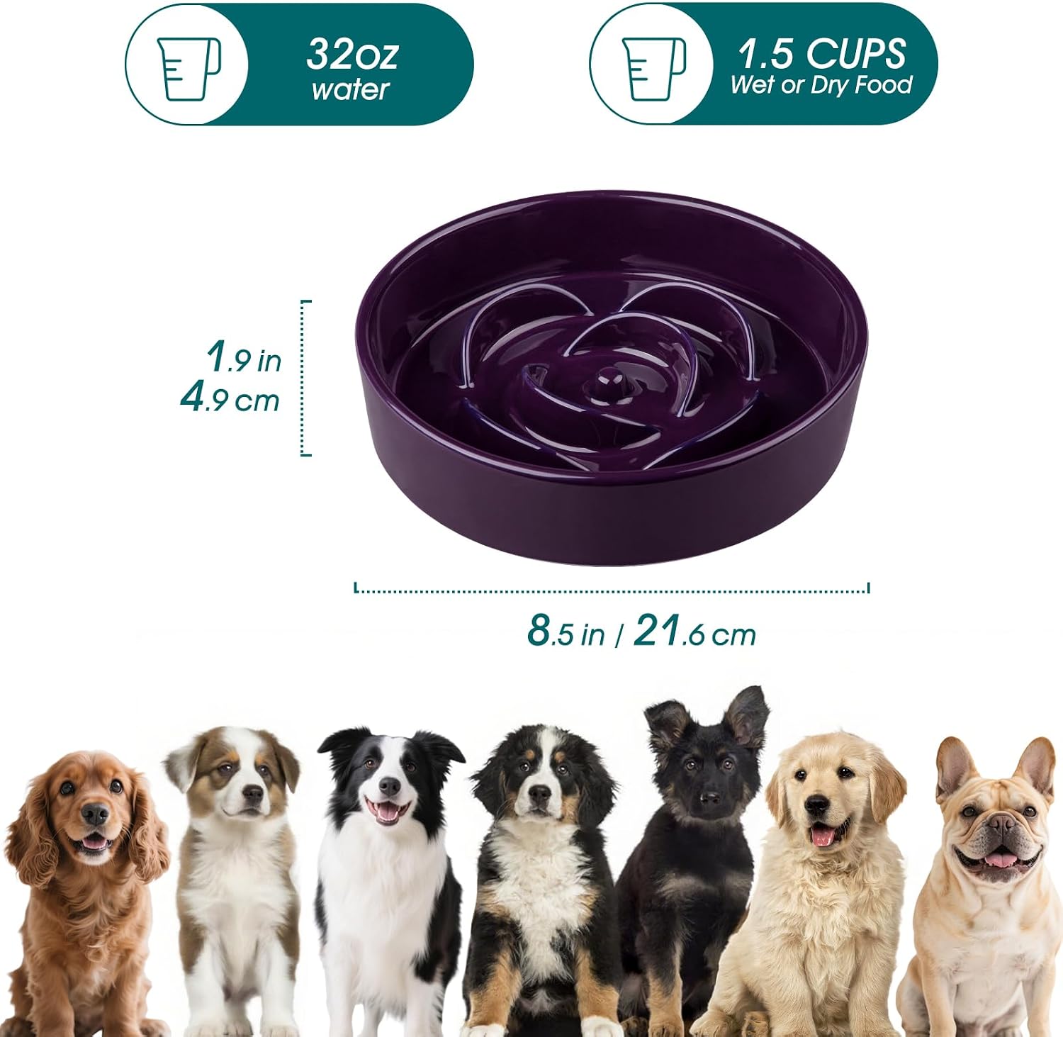 Detalle de vancasso Ceramic Slow Feeder Dog Bowl