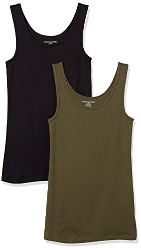 Detalle de Amazon Essentials 2-pack Tank para Mujer (Olive/Black) – Talla Medium