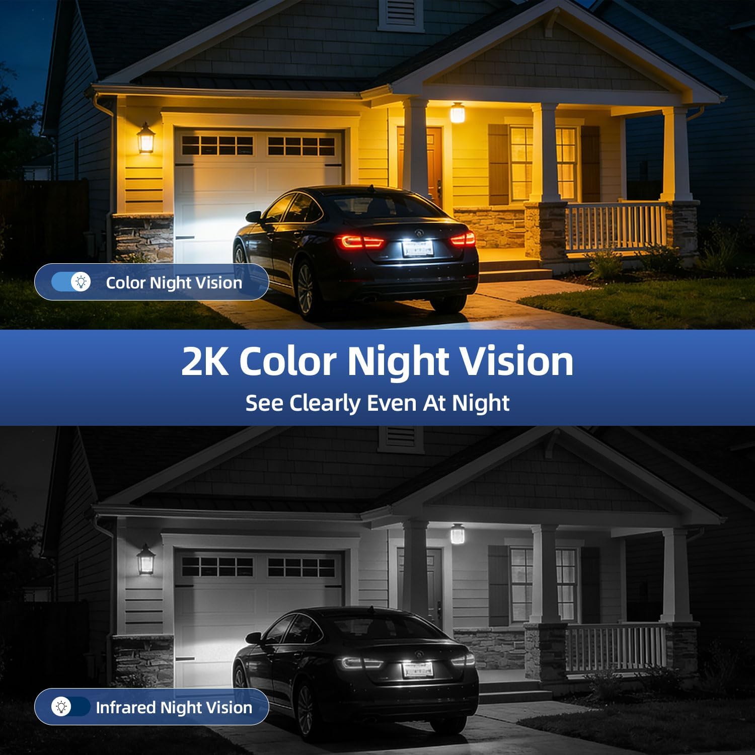 Thumbnail 3 de Security Cameras Wireless Outdoor 2-Pack (355° Pan, 2K, Color Night Vision, WiFi Battery, PIR Alerts, 2-Way Talk, IP65) — Spotlight & Siren