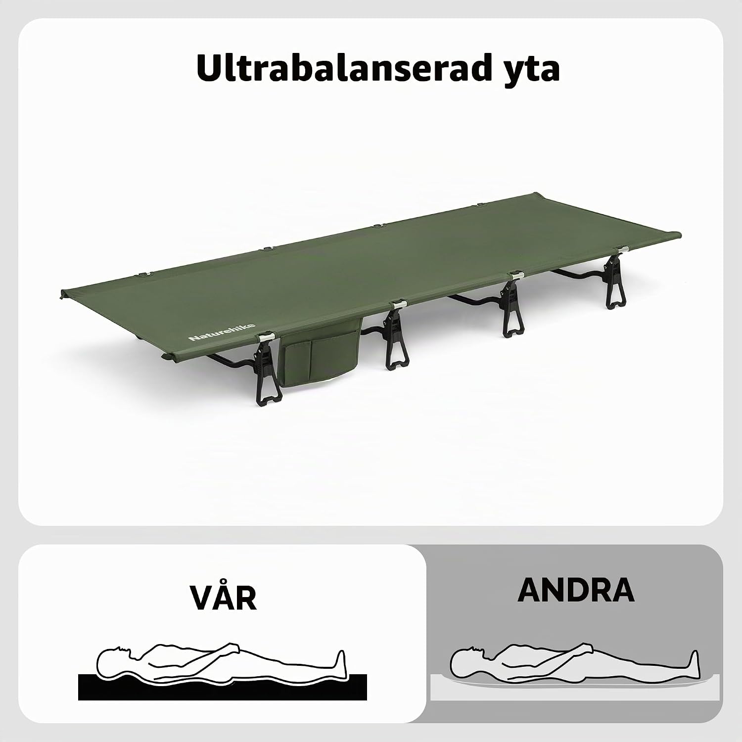 Detalle de Naturehike 6977465866622 campingsäng, hopfällbar med aluminiumram, 3,2 kg