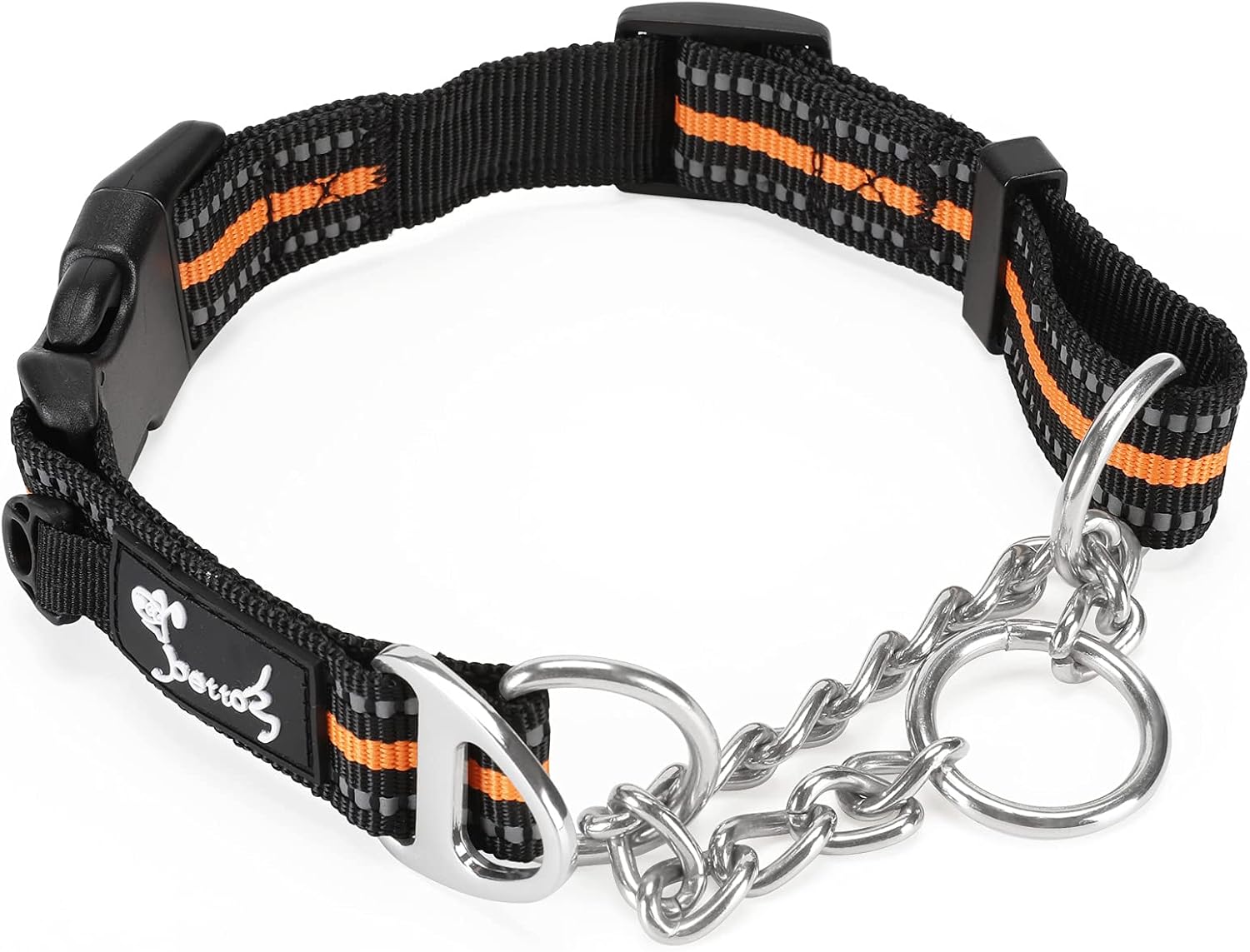 Detalle de PETTOM Half Choke Collar (Martingale) Small Adjustable Dog Training Collar with Quick Release Buckle & Reflective Threads