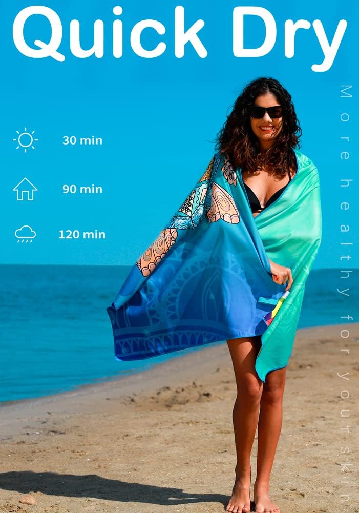 Detalle de Widdonen 2-Pack Microfiber Lightweight Beach Towels (Sand-Repellent, Quick-Dry, Travel-Friendly)