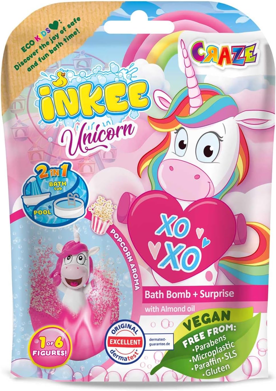 Detalle 2 de Craze INKEE Pack 3 Bombas de Baño Infantiles Unicornio 🦄