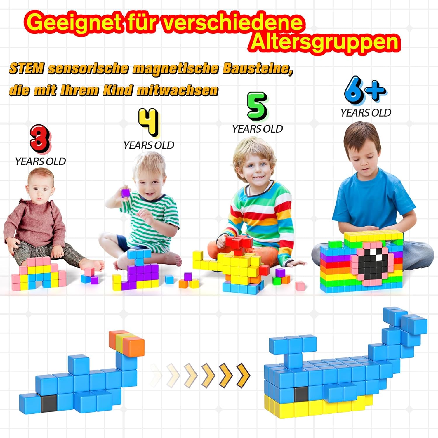 Detalle 2 de Apluses 54-teilige Magnetbausteine fĂĽr Kinder đź§©
