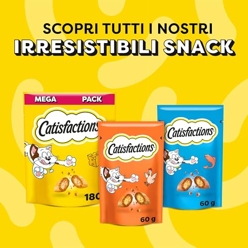 Detalle de Catisfactions Snack per Gatto – Confezione mista Pollo, Formaggio e Salmone (12 x 60 g)