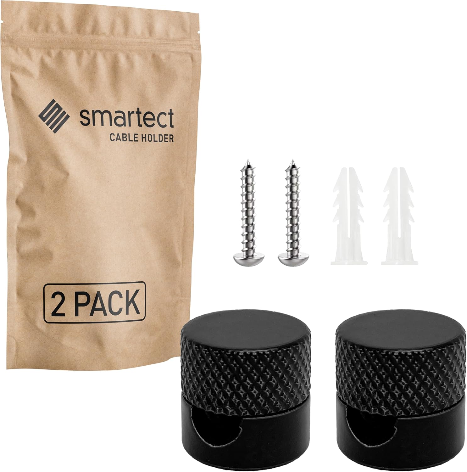 Detalle de smartect cableholder_screw_al_design_black_2P_2 kabelhouders, aluminium, zwart, 2-delig