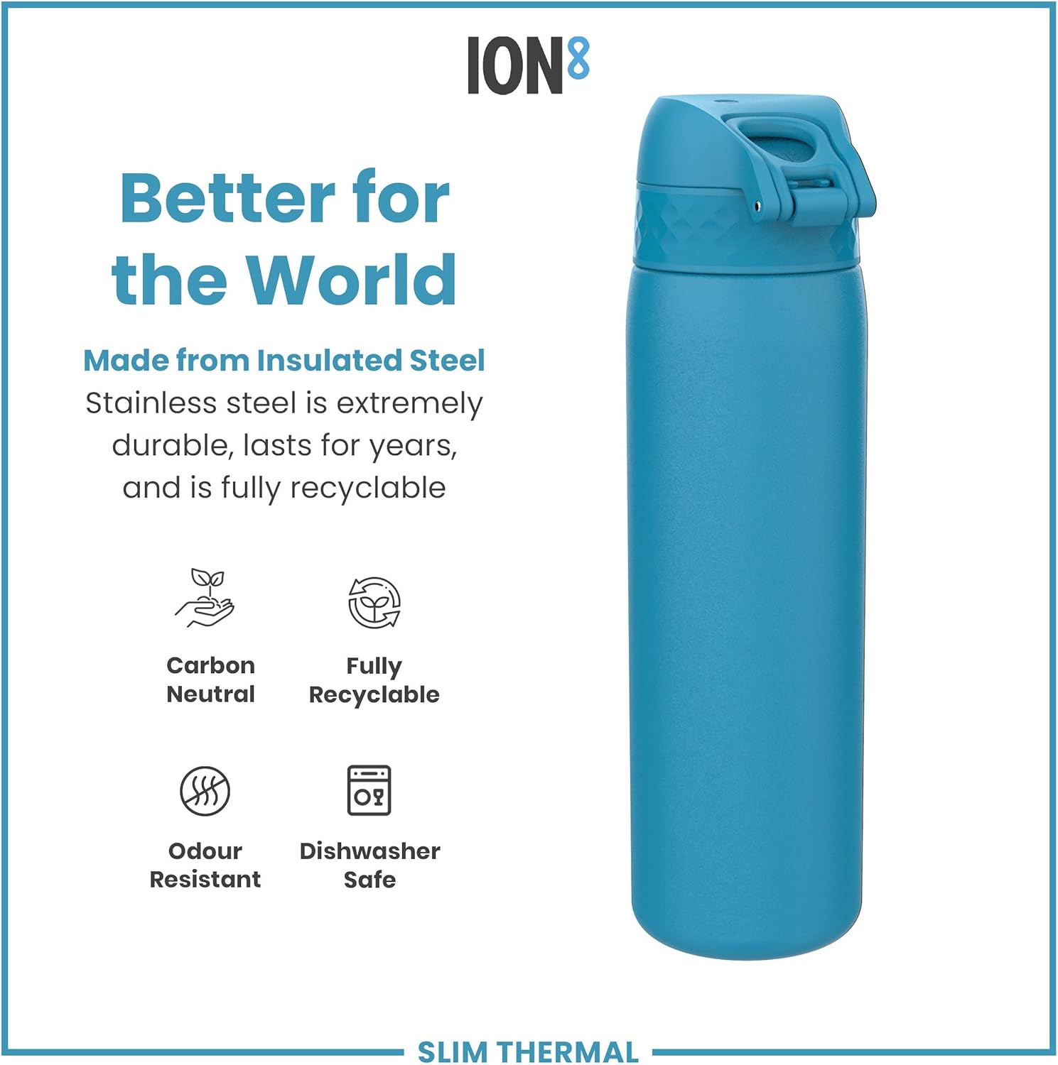 Detalle de ION8 Vacuum Insulated Steel Water Bottle, 500 ml – Leak Proof & Dishwasher Safe