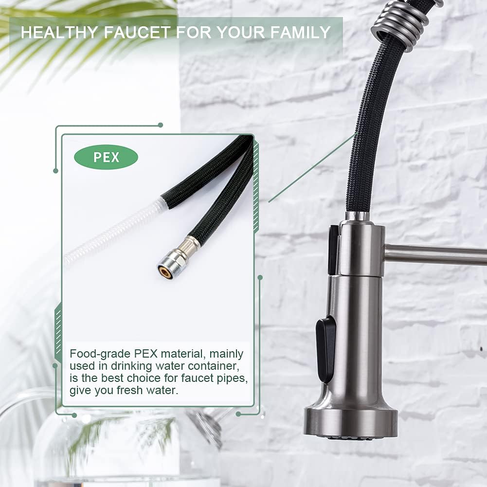 Detalle 2 de WEWE A8018-05-02ST Pull-Down Kitchen Faucet, 2-Mode Sprayer, Brushed Nickel