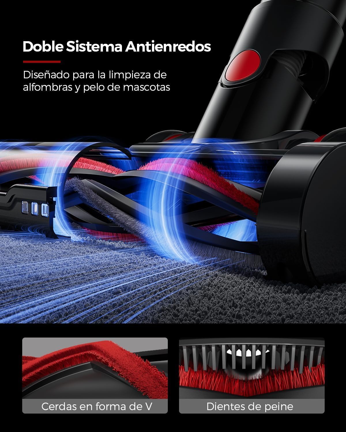 Detalle 2 de VACTechPro 55KPa/600W/70Min. Aspiradora sin cable: potencia estable, filtración de 8 capas y manejo suave
